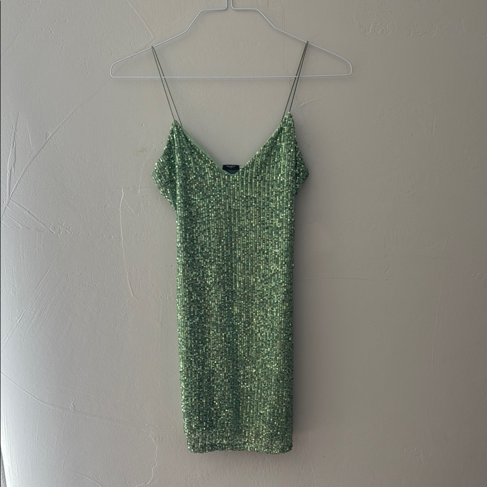 Blanc Noir Sparkling Green Mini Dress